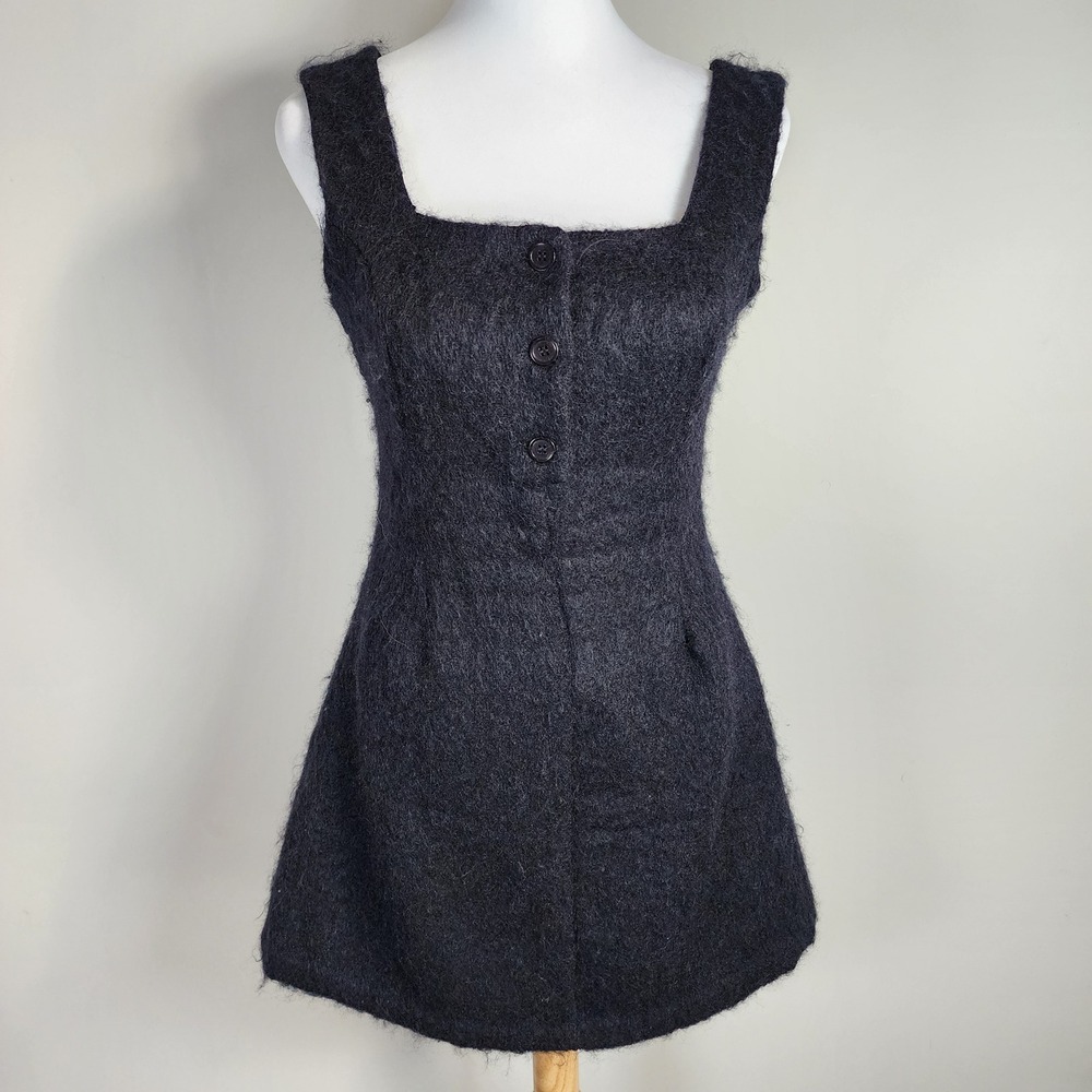 Bisou Bisou Mohair Wool Mini Dress Womens Small Fuzzy‎ Sheath Mod Artsy Boho